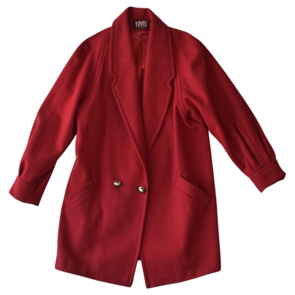 Vintage Red Wool Coat Double Breasted Size 14 - Made in USA